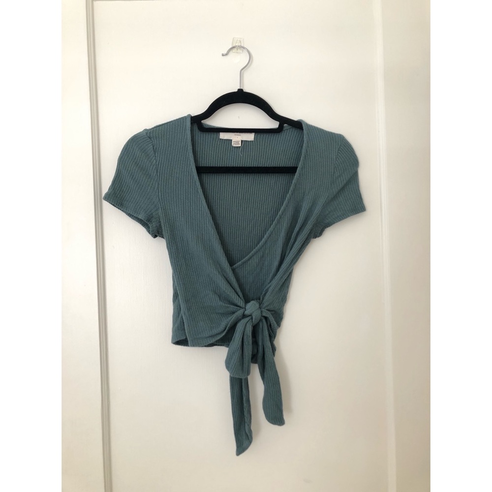 Urban Outfitters Crop Wrap Top, Green, Size Small